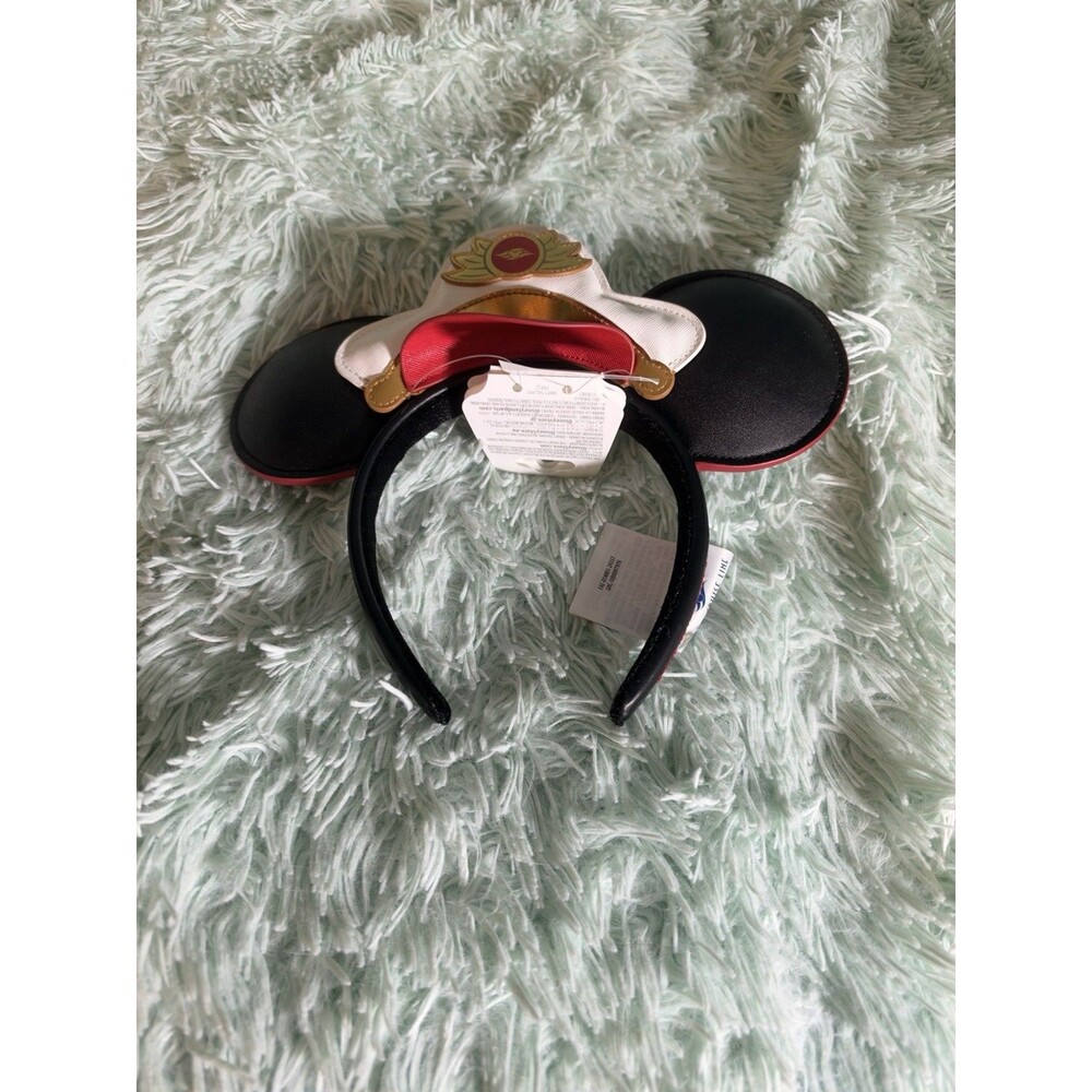 Disney Cruise Line DCL Captain Minnie Mouse Ears Headband Hat Black Red New